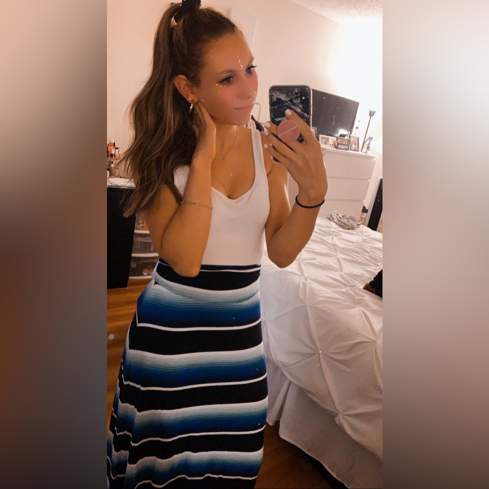 Target Navy/blue/white striped maxi skirt size XS